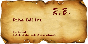 Riha Bálint névjegykártya